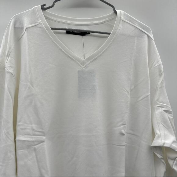 Southbay White Long Sleeve V Neck Pullover Tee‎ Shirt Size 2XL NEW - Picture 2 of 10